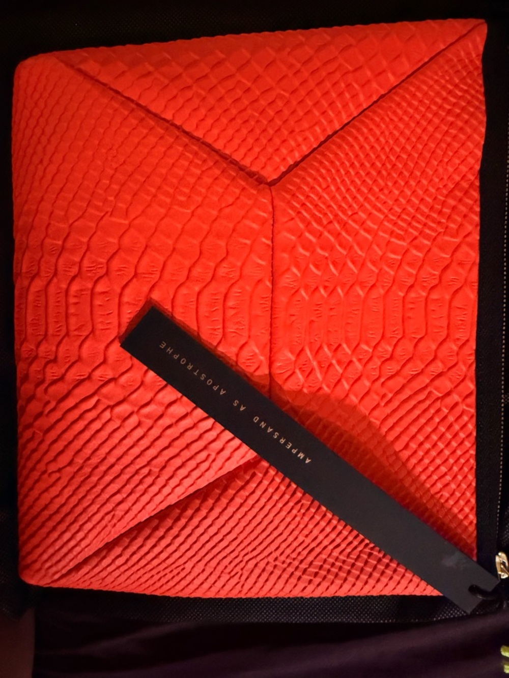 Ampersand as Apostrophe Neon Orange Python Clutch